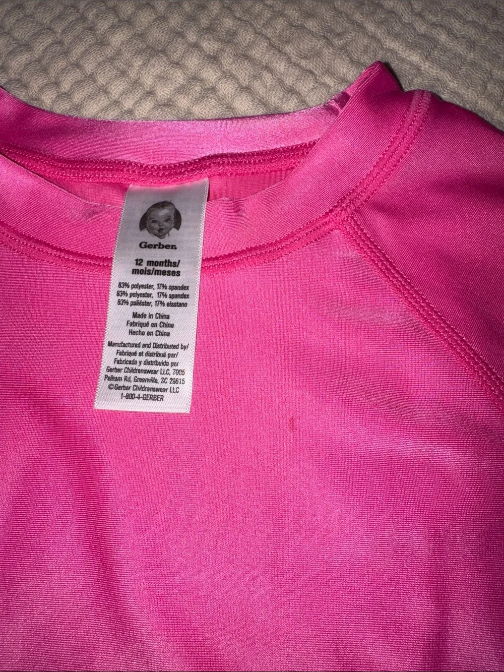 Gerber Bright Pink Long-Sleeve Kids Rash Guard